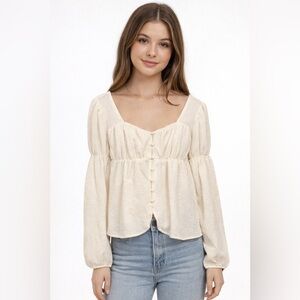 SO Cream Textured Blouse Size S NWT